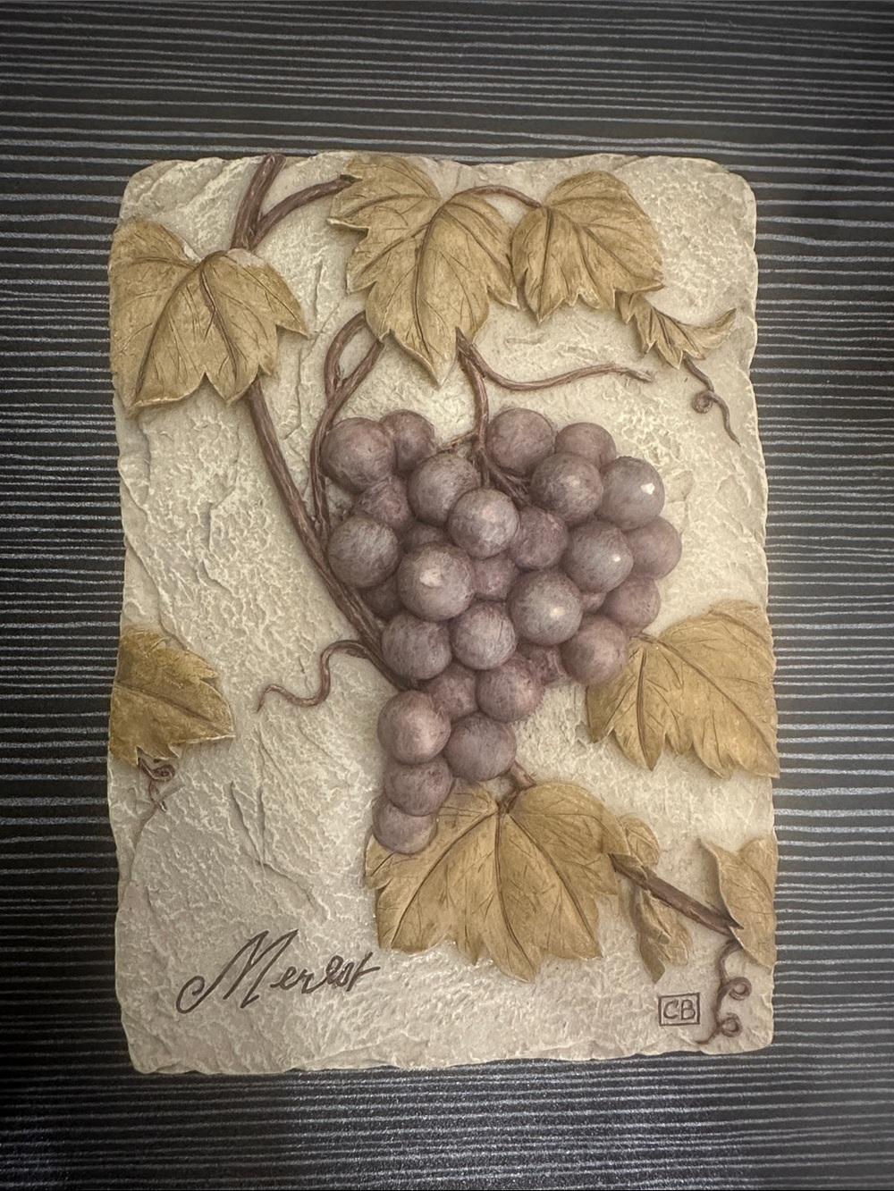 Vintage 3D Grapes Wall Plaque by Cheri Blum